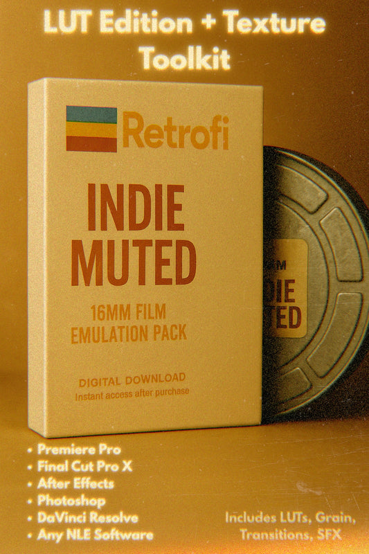 16mm Muted Indie — Universal NLE Pack (Premiere, FCPX, AE, PS, Etc.)