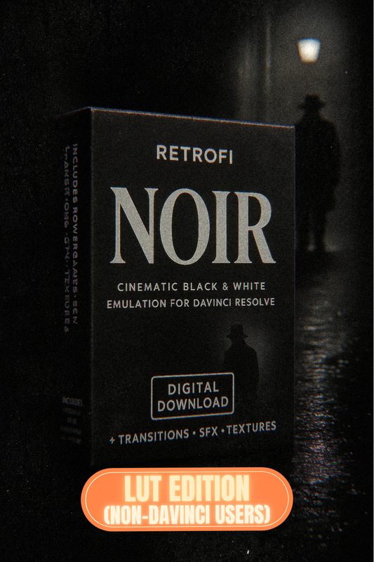 Retrofi — Noir Universal NLE LUT Edition + Creative Toolkit (Premiere, FCPX, AE, PS, Etc.)
